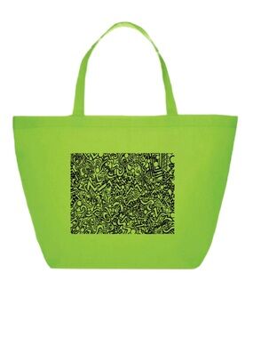 Neon Green Graphic Tote Bag  Everyday Carry Reusable Shopping/Grocery Bag